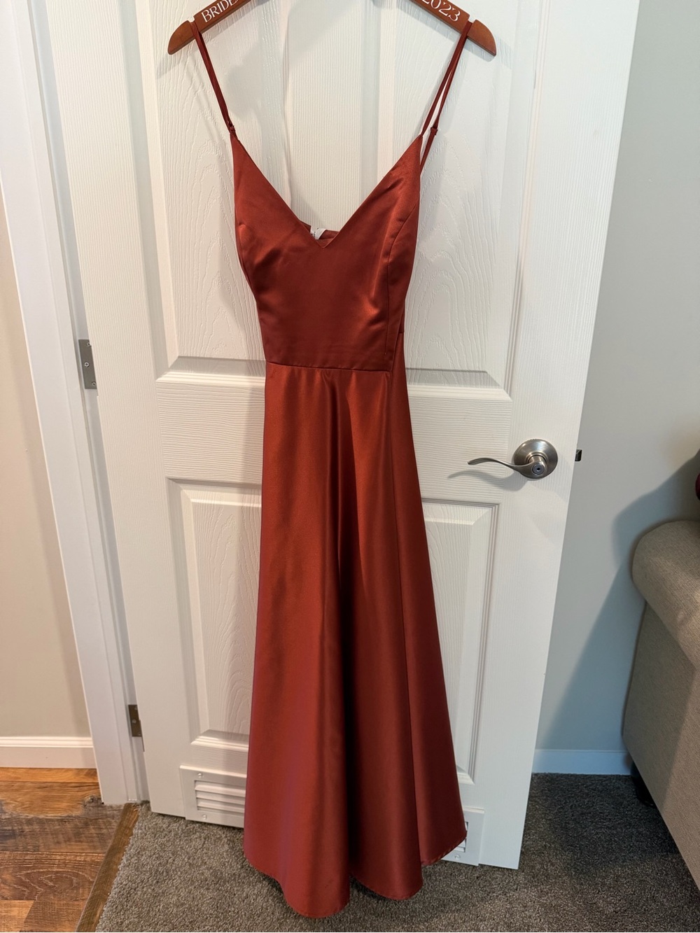 Women’s Satin Dress in Rust